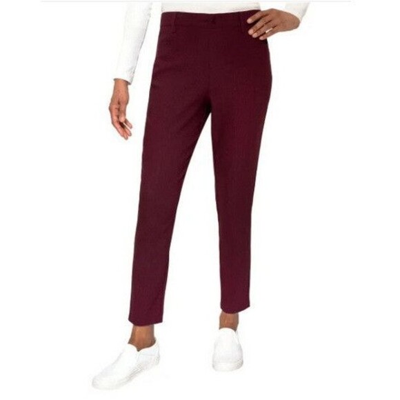 NWT Mario Serrani Ladies' Textured Pull-On Pants Burgandy Size XL - Picture 1 of 3